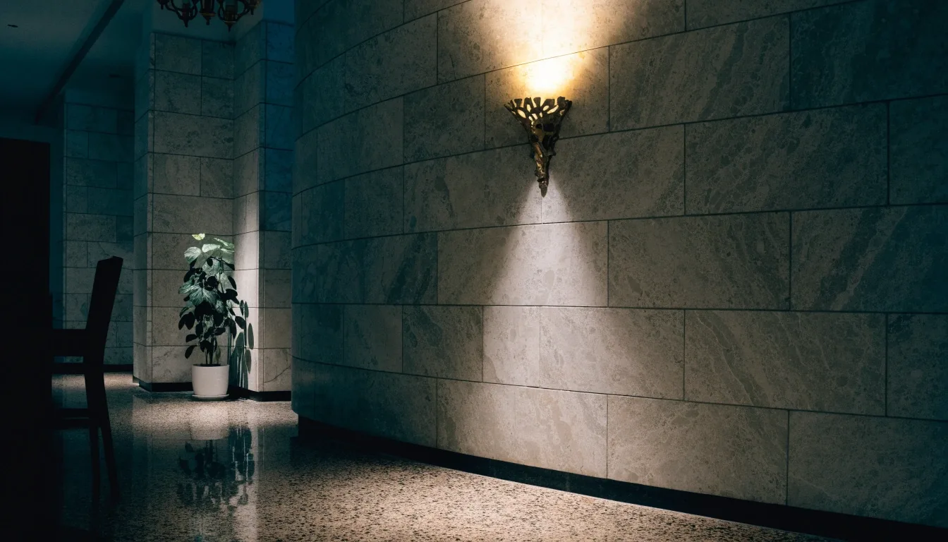 Downtown Chicago masonry tower entrance at dusk on La Salle Drive
